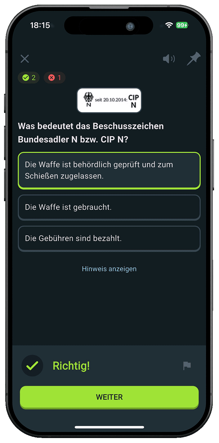 §7 Waffensachkunde Online App – Prüfungssimulation